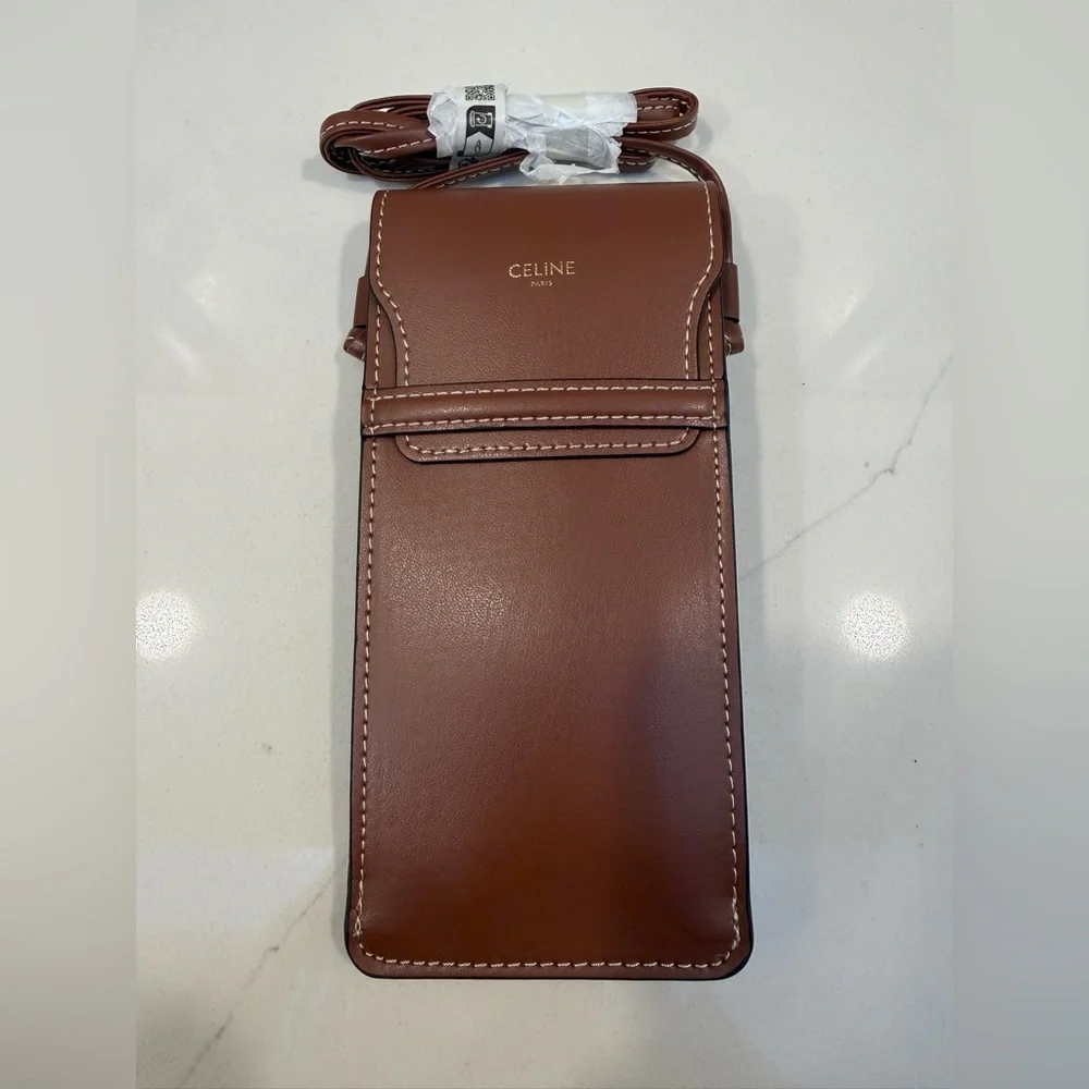 NEW Celine Sunglasses Crossbody Pouch in Cognac Brown Color with Gold accents